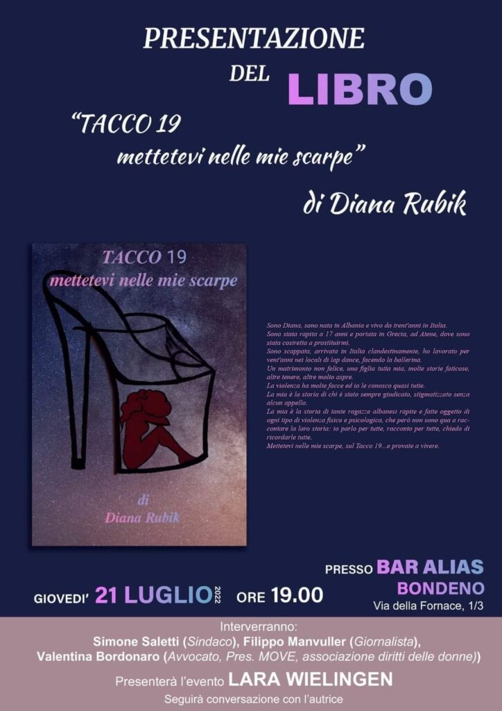 RAPITA MINORENNE, COINVOLTA NELLA TRATTA, LA FERRARESE DIANA RUBIK DOMANI PRESENTA IL SUO LIBRO