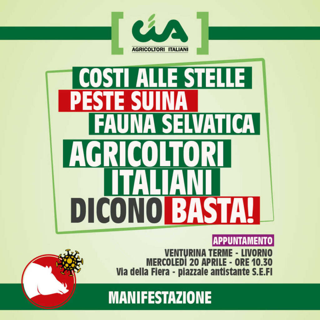 SAVE THE DATE – Nuova mobilitazione di Cia del Centro Italia: il 20 aprile a Venturina Terme (Livorno)