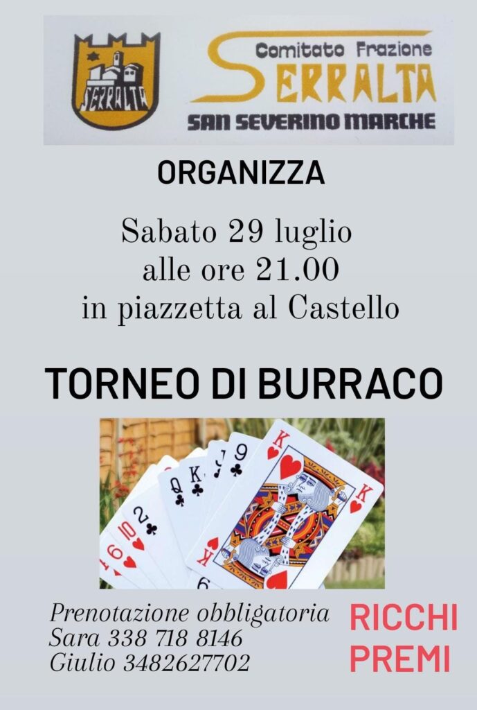 Com. stampa n. 444 (Torneo di burraco nella piazzetta del castello di Serralta) + loc