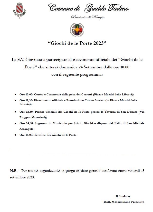 Invito Giochi de le Porte 2023 – Dom. 24 Set.
