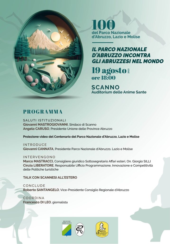 CENTENARIO DEL PNALM, SANTANGELO A SCANNO PER “IL PARCO INCONTRA GLI ABRUZZESI NEL MONDO”