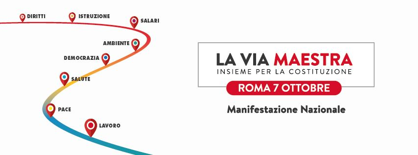 “La via maestra, insieme per la Costituzione”: Cgil e associazioni il 7 ottobre in piazza a Roma
