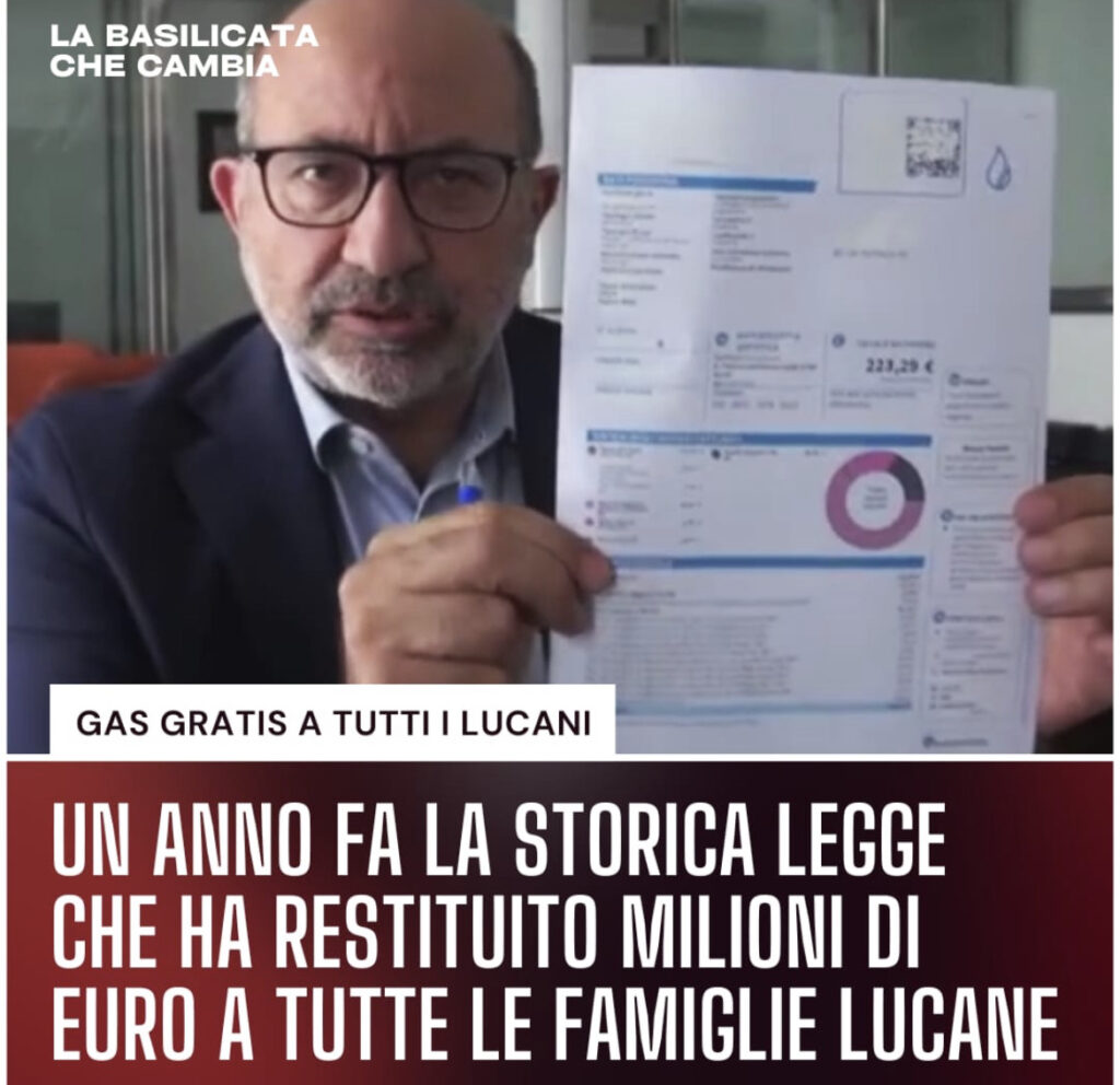 Assessore Latronico traccia primo bilancio legge “gas gratis” ai lucani