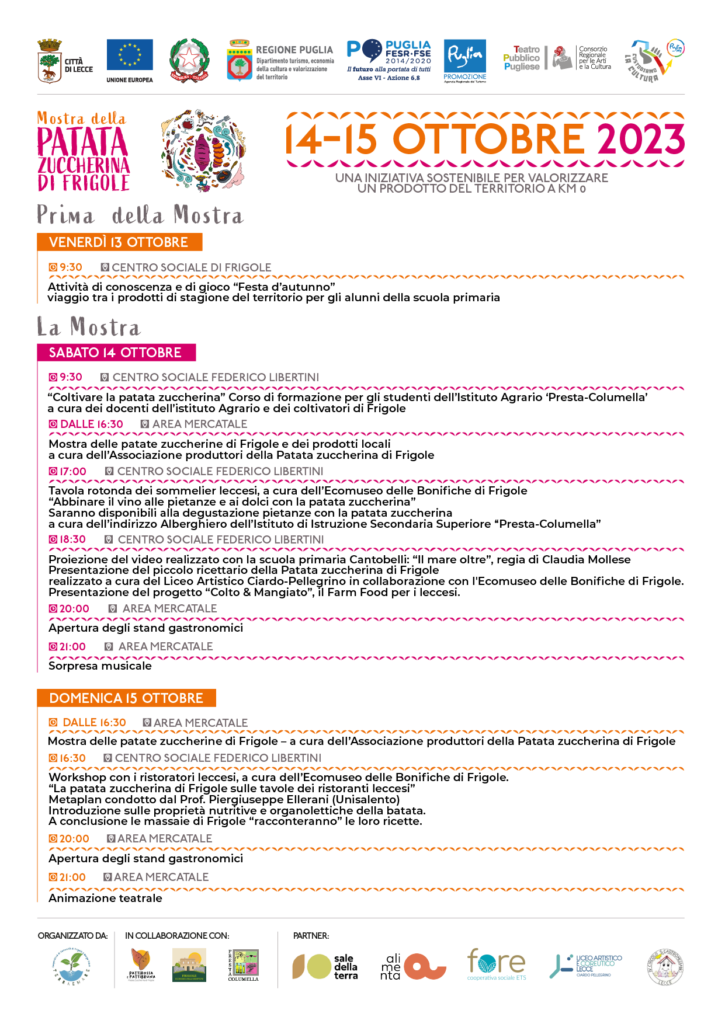 MOSTRA DELLA PATATA ZUCCHERINA DI FRIGOLE – 14 e 15 ottobre 2023