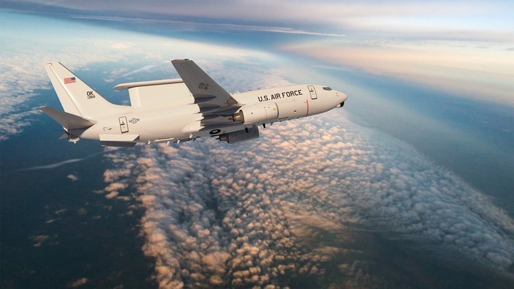 A U.S. Air Force E-7 equipped with the Northrop Grumman MESA sensor. (Credit: Boeing) Northrop Grumman to Produce MESA for The U.S. Air Force E-7