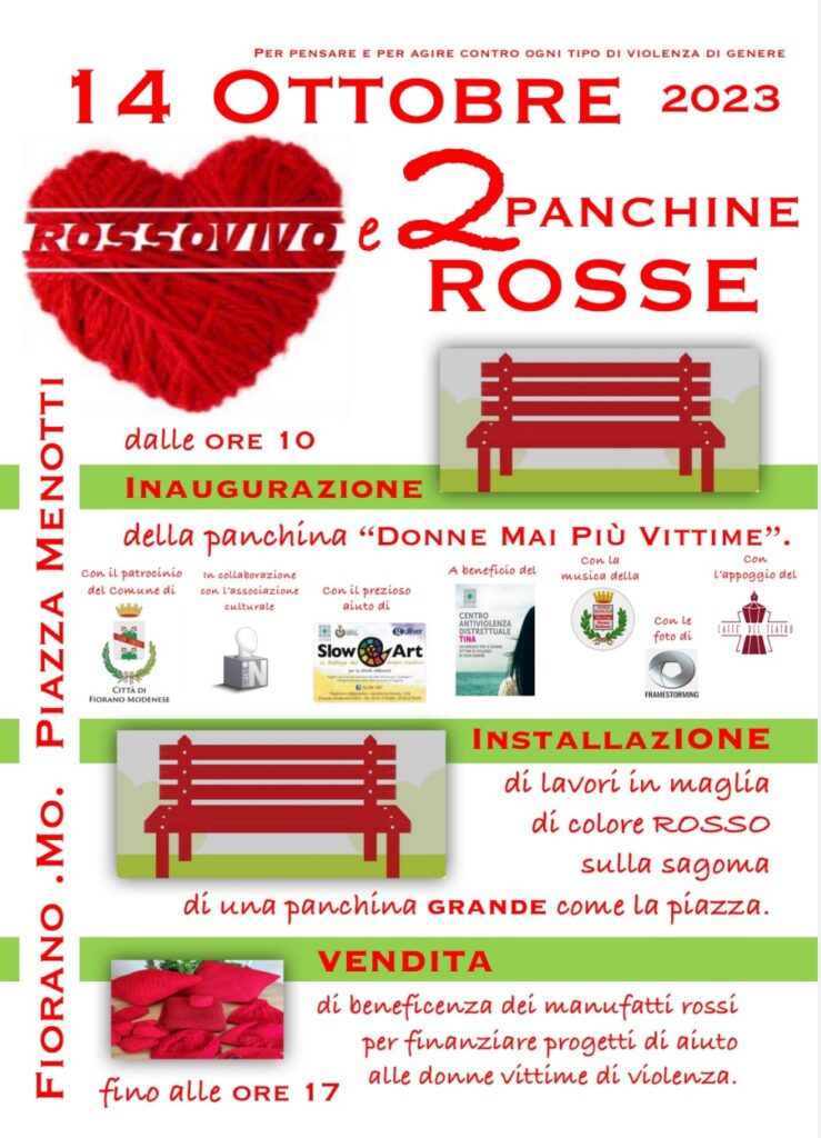 COMUNICATO INSTALLAZIONE PANCHINA CONTRO VIOLENZA DI GENERE