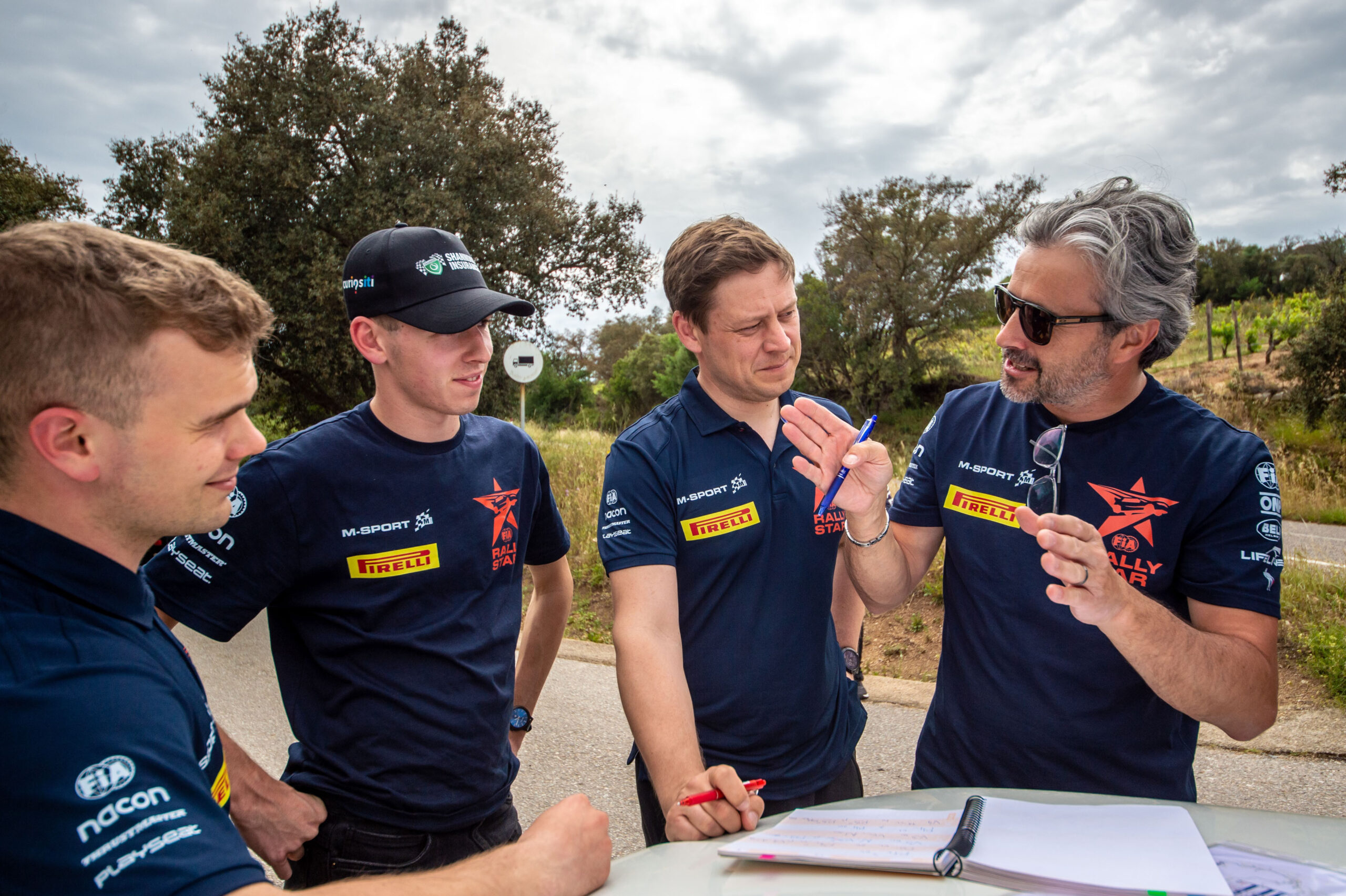 FIA Rally Star training camp - Romet Jurgensen, Taylor Gill, Romet's codriver Sim and codriver instructor Nicolas Klinger 