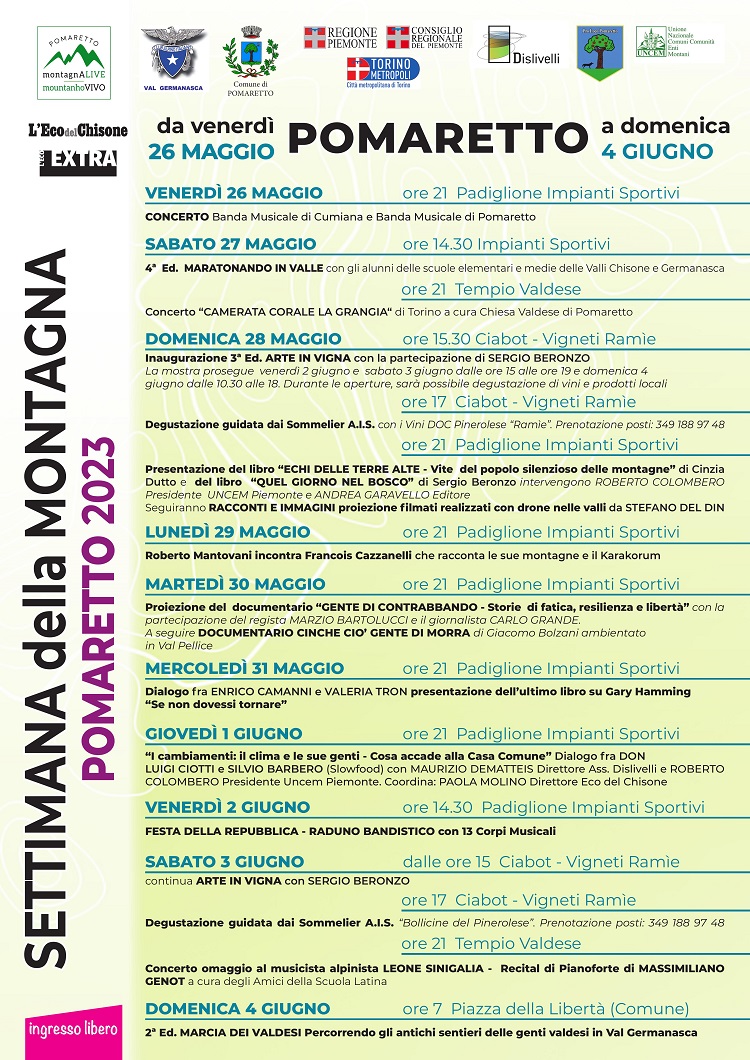 programma Settimana della Montagna Pomaretto 2023 1
