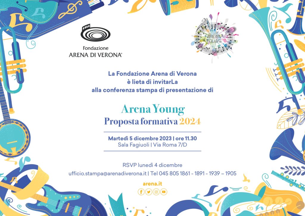 INVITO conferenza stampa ARENA YOUNG proposta formativa 2024 | Sala Fagiuoli, martedì 5 dicembre 2023 ore 11.30