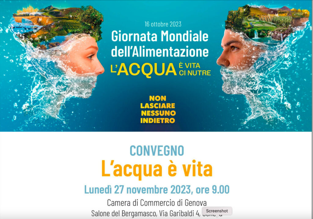 invito stampa – Convegno “L’acqua è vita” , Camera di Commercio di Genova, Lunedì 27 novembre 2023, ore 9.00/16.30
