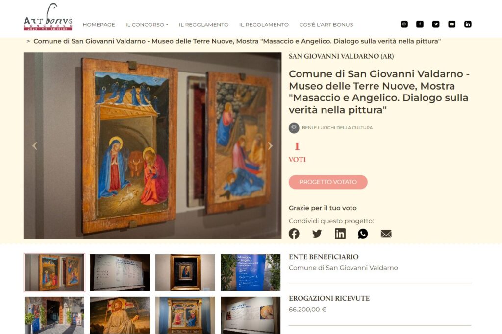 San Giovanni Valdarno in gara per il progetto Art Bonus dell’anno
