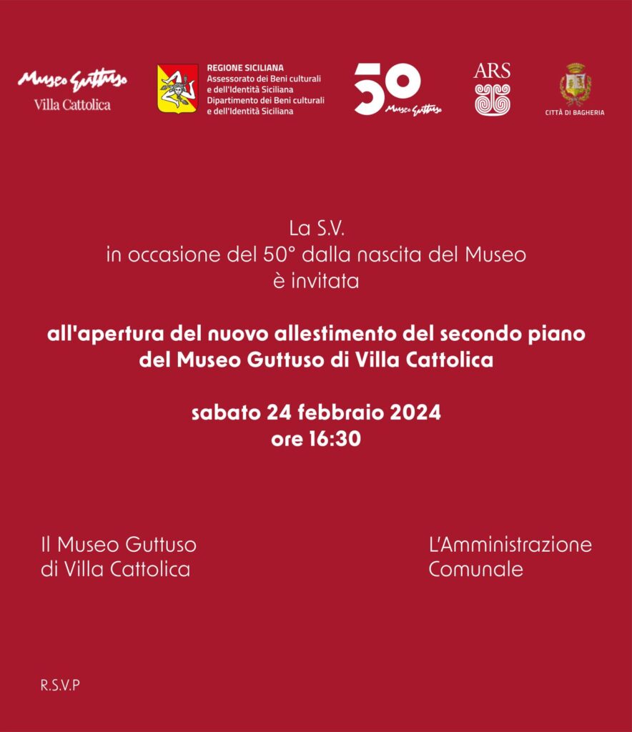 50° Nascita del museo Guttuso: Sabato 24 febbraio alle ore 16:30 conferenza stampa per l’apertura del nuovo allestimento del secondo piano