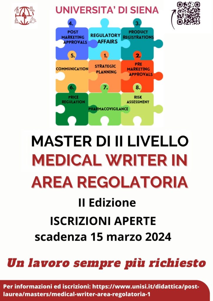 Aperte le iscrizioni al master “Medical Writer in Area Regolatoria”. Previsti due premi di studio