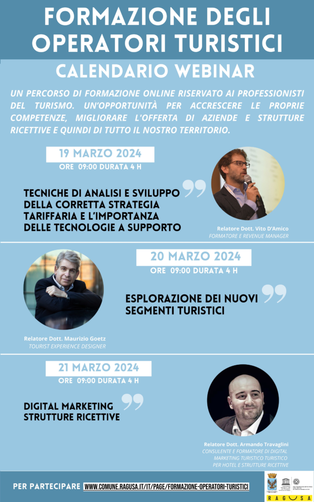 Cs. n.127 Webinar gratuiti per operatori del settore turistico + locandina