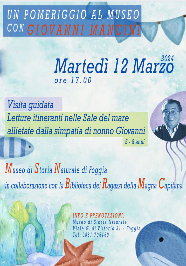 Museo di storia naturale: letture animate e visita guidata con l’attore foggiano Giovanni Mancini