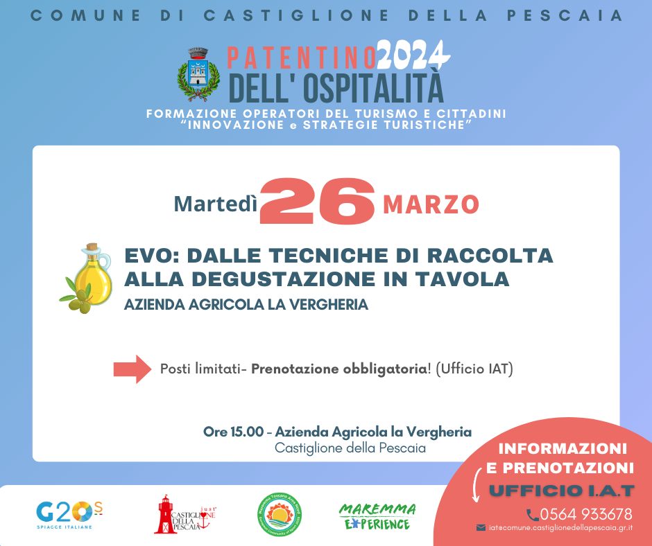 NOTA STAMPA – Nuovo incontro del Patentino dell’Ospitalità. Martedì 26 marzo
