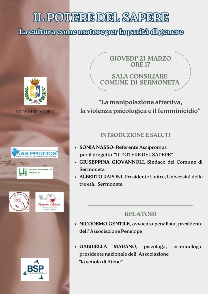 Sermoneta, “Il potere del sapere: la cultura motore per la parità di genere”: incontro in aula consiliare