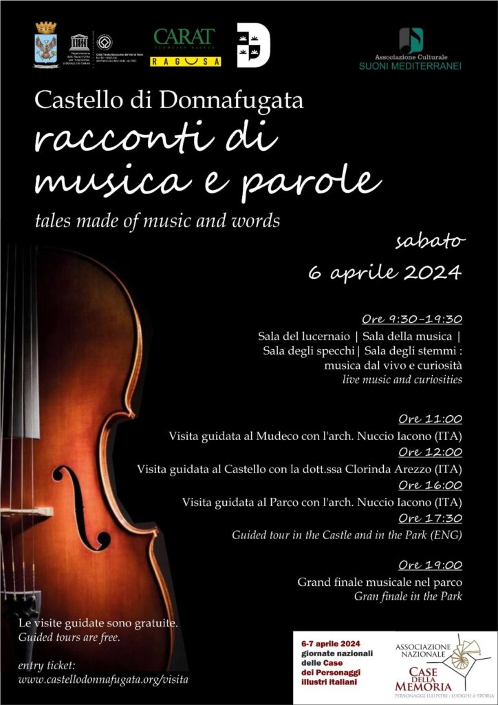 Cs. n.178 Due giornate di eventi al Castello di Donnafugata per le “Giornate nazionali delle Case dei personaggi illustri” + locandine