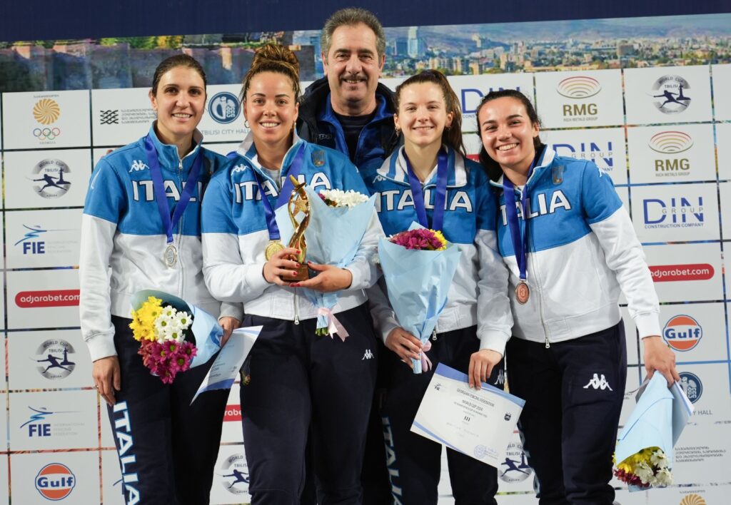 Coppa del Mondo di fioretto femminile – Trionfo storico a Tbilisi, il podio è tutto azzurro: 1^ Volpi, 2^ Errigo, 3^ Favaretto e Cristino