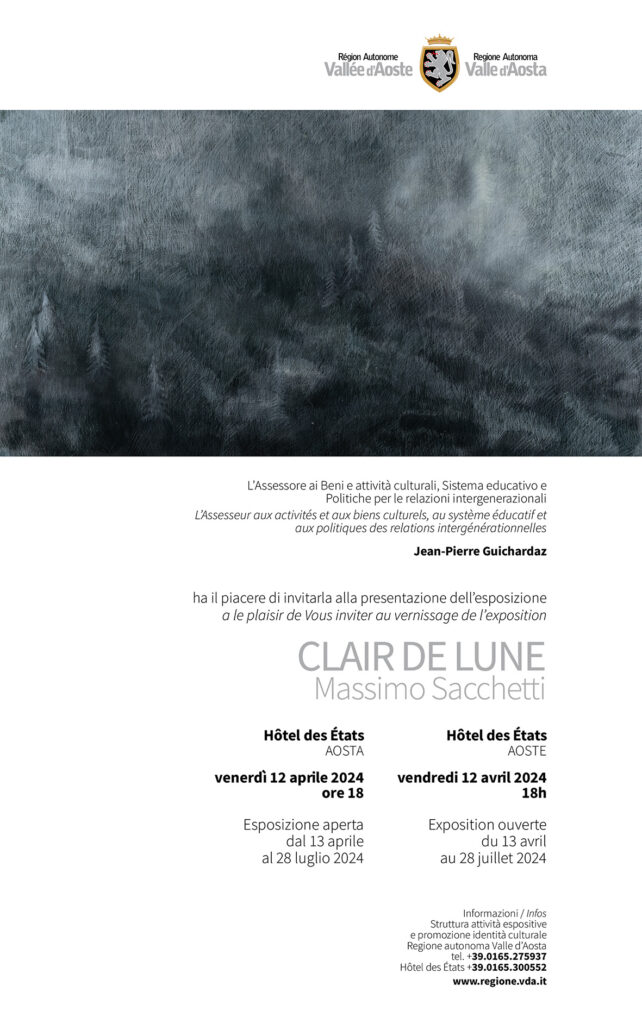Apre ad Aosta la mostra “Massimo Sacchetti. Clair de lune” – venerdì 12 aprile 2024