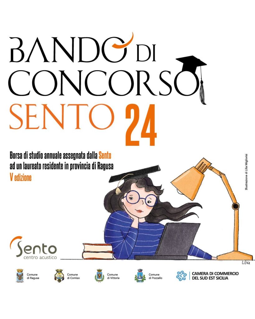 Cs. n.248 Il Comune patrocina un’iniziativa della ditta Sento srl di Ragusa che istituisce una borsa di studio per giovani laureati + locandina