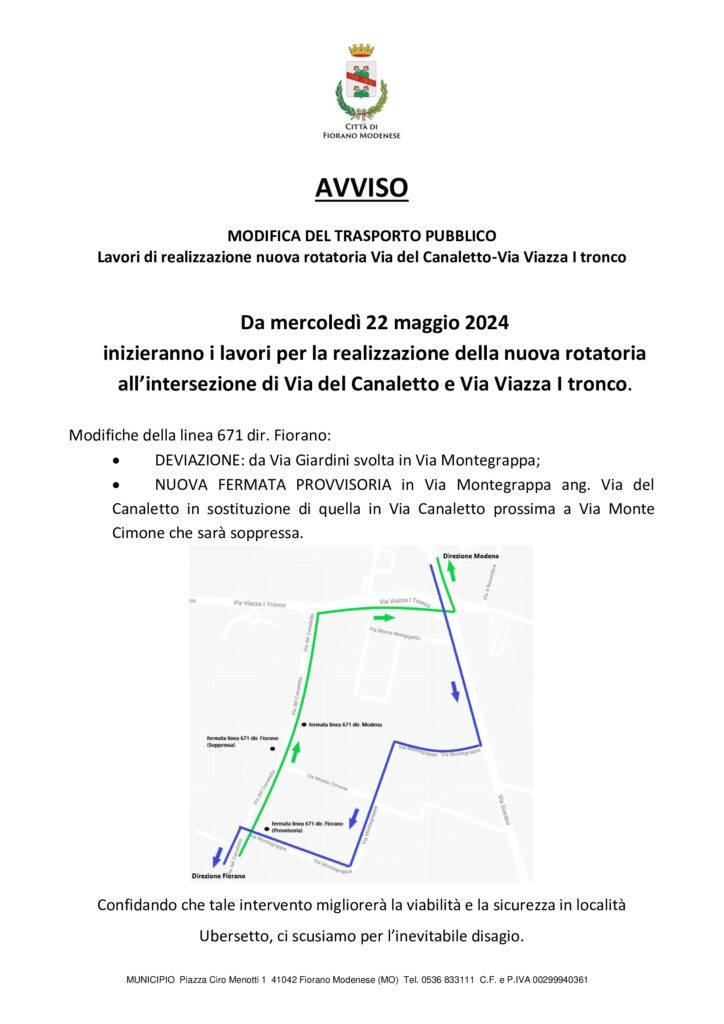 Cs “Nuova rotatoria di Ubersetto: modifiche alla viabilità”