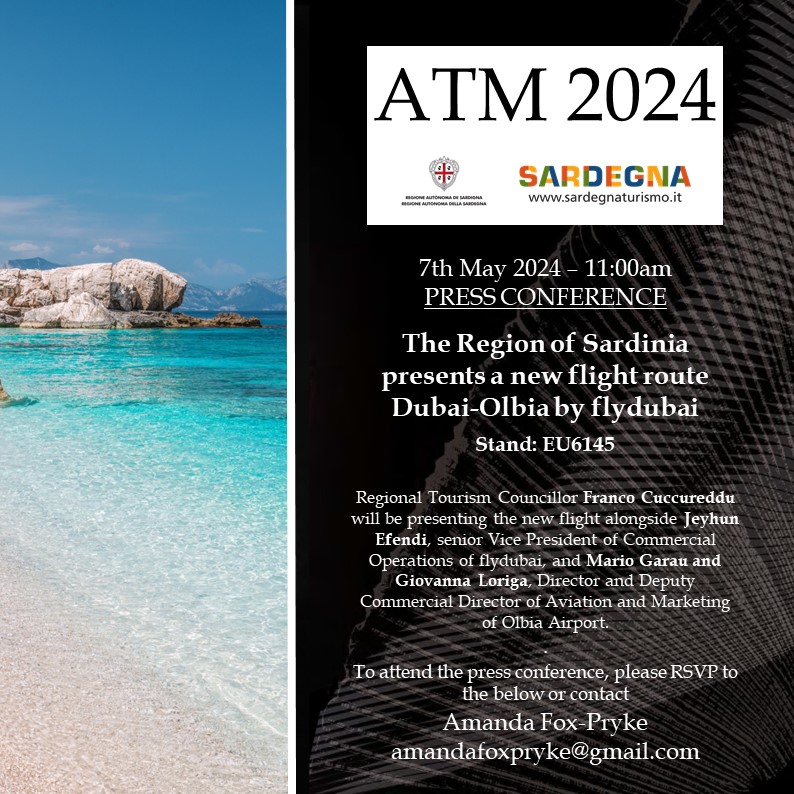 TURISMO: LA REGIONE SARDEGNA PRESENTA LA NUOVA TRATTA OLBIA-DUBAI ALL’ARABIAN TRAVEL MARKET