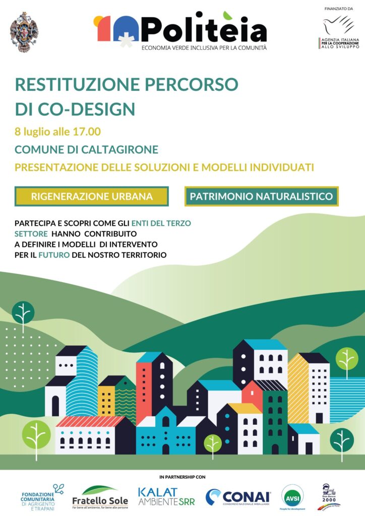 Com. Politèia: lunedì 8 luglio aperto alla cittadinanza l’incontro di restituzione del percorso di co-design. Dagli Enti del Terzo Settore le proposte per rigenerazione urbana e patrimonio naturalistico