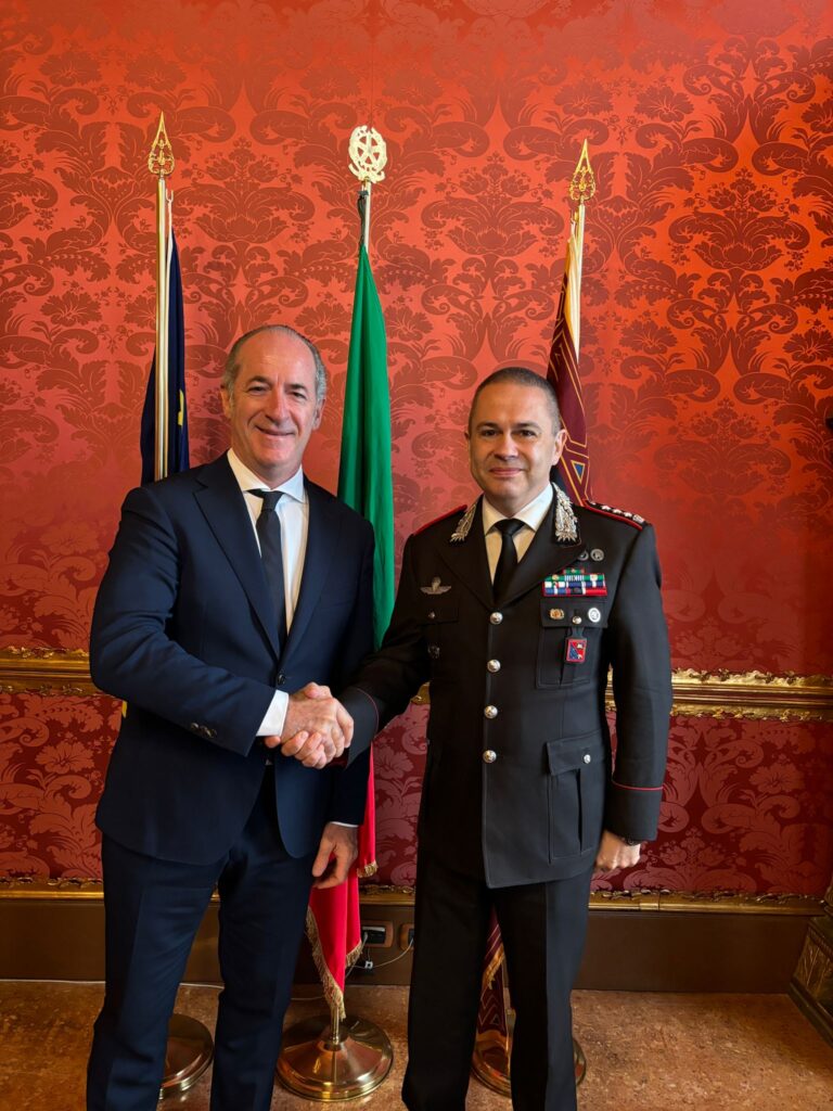 Comunicato Stampa 1712/2024 Il presidente Zaia incontra a Palazzo Balbi il nuovo Comandante dei Carabinieri di Venezia, Colonnello Marco Aquilio