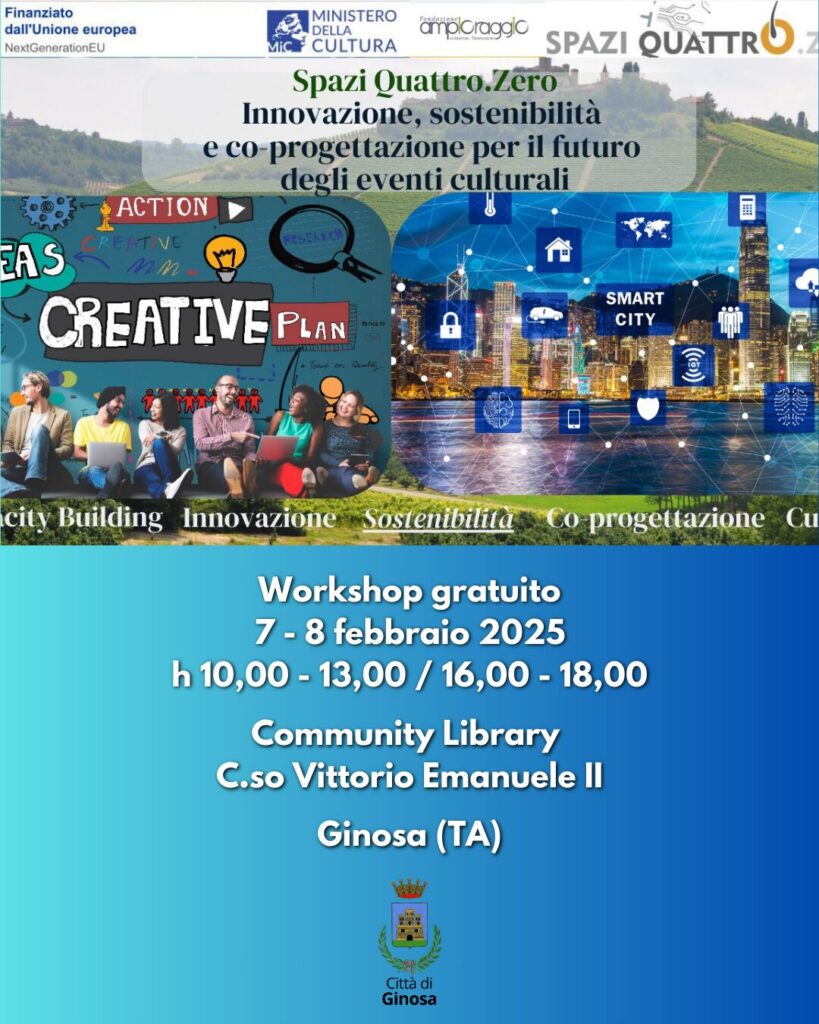 CS – Innovazione, sostenibilità e co-progettazione per il futuro degli eventi culturali: Spazi Quattro.Zero di Fondazione Ampioraggio approda a Ginosa (TA)