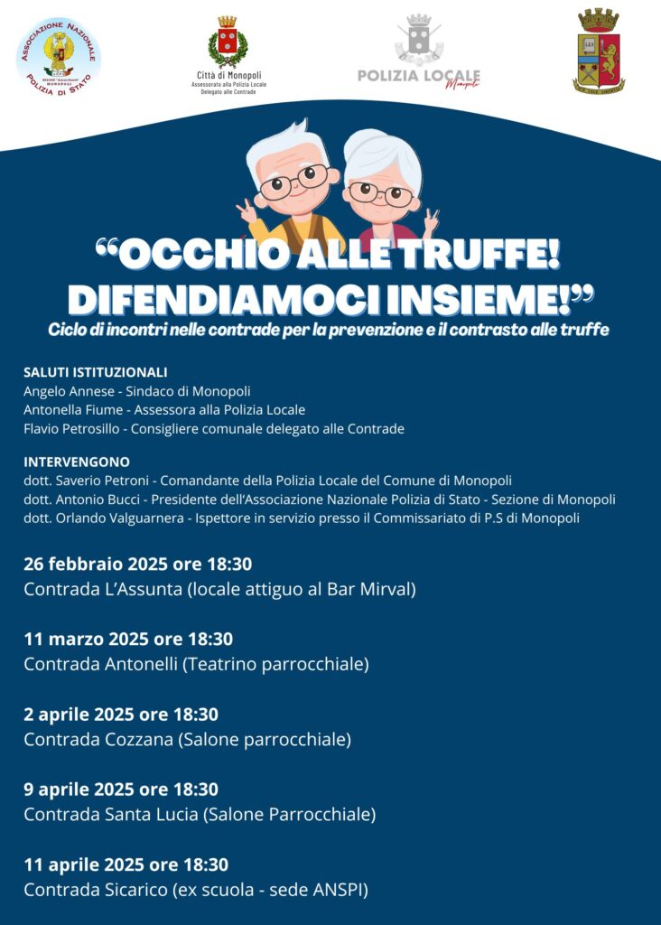 Come difendersi dalle truffe: cinque incontri in contrada