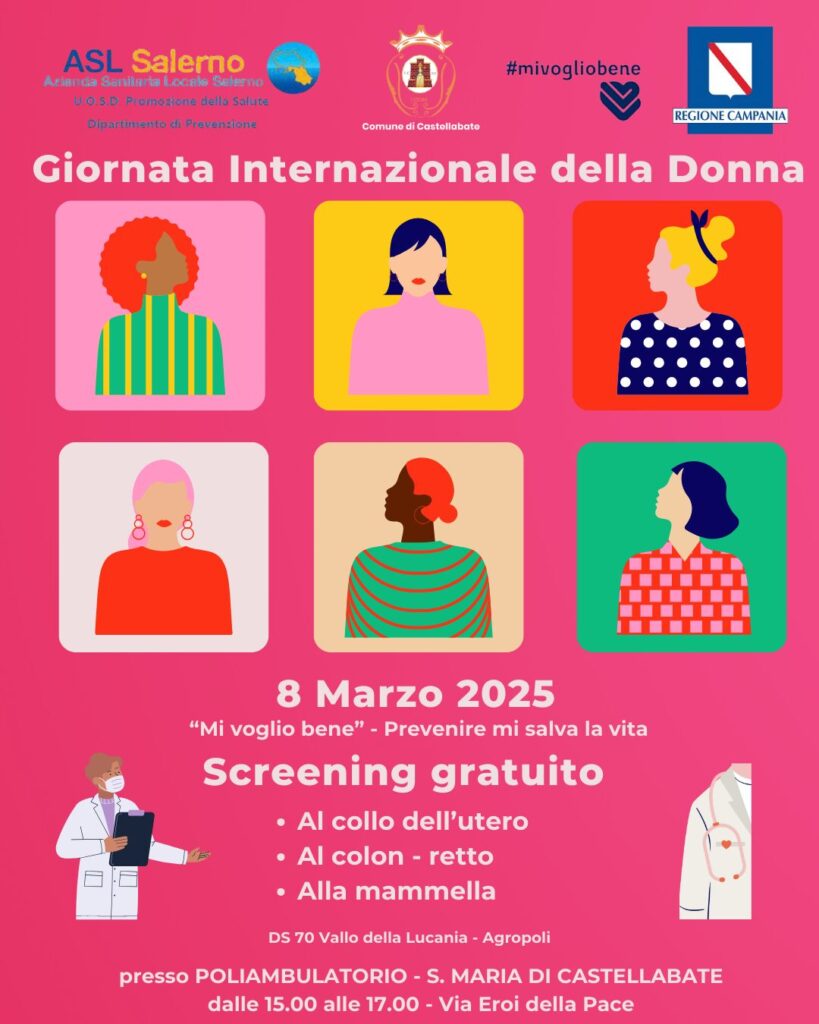 CASTELLABATE, SCREENING GRATUITI IN OCCASIONE DELLA GIORNATA INTERNAZIONALE DELLA DONNA