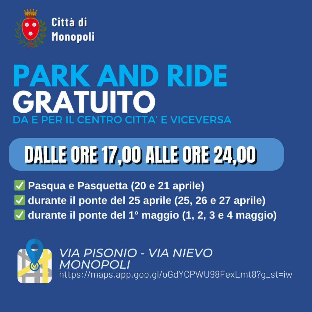 Park and ride gratuito per le festività
