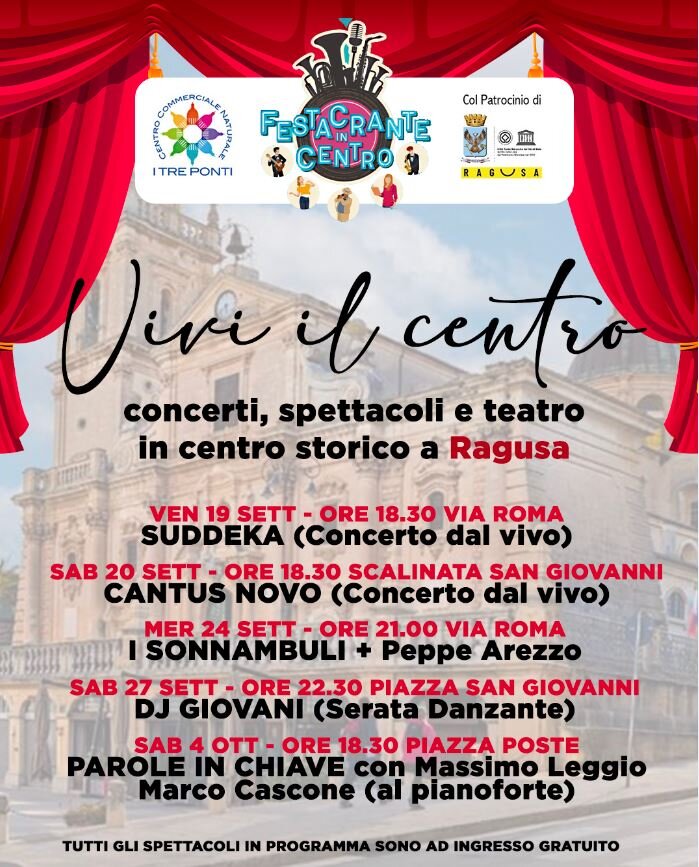 Cs. n.417 “Festacrante – Vivi il centro” torna a Ragusa Superiore + locandina