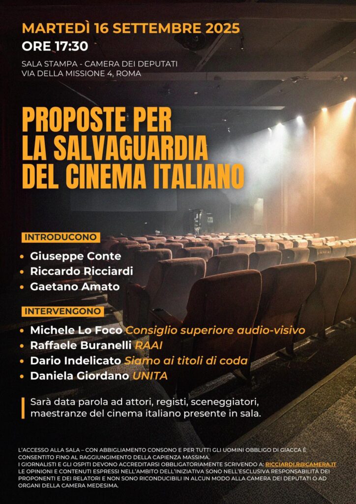 CINEMA, OGGI CONFERENZA STAMPA M5S CON CONTE, RICCIARDI E AMATO