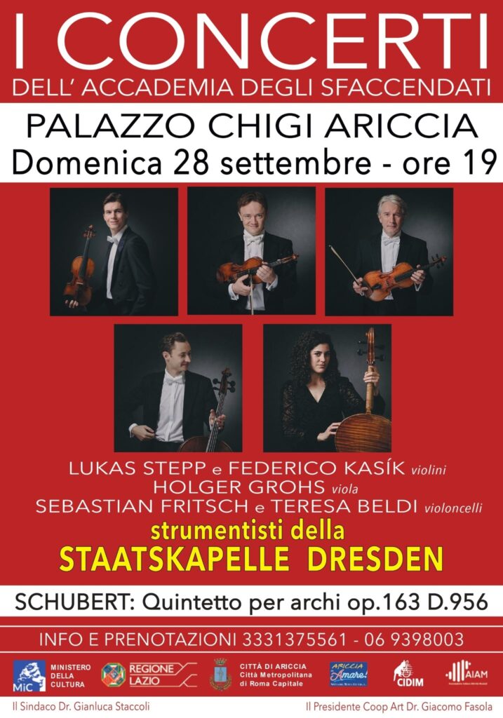 Al Palazzo Chigi di Ariccia i Solisti della prestigiosa Staatskapelle di Dresda in un capolavoro di Franz Schubert