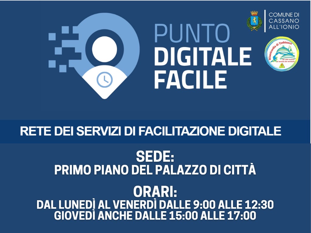La Città di Cassano All’Ionio entra nella Rete di servizi di facilitazione digitale