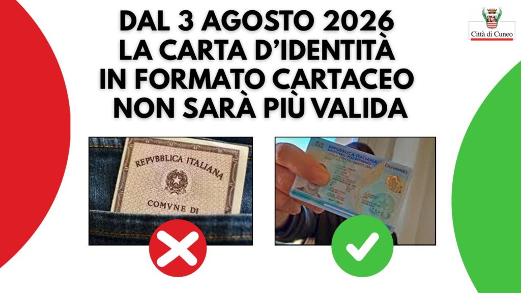 Dal 3 agosto 2026 la carta d’identità cartacea non sarà più valida
