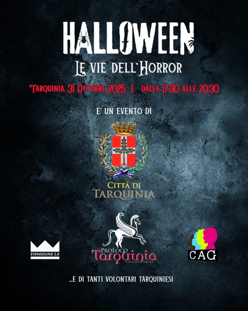 Tarquinia si trasforma per Halloween, ultimi preparativi per ‘Le vie dell’horror’ tra mostri, animazione “Caccia all’antidoto” e mercatino