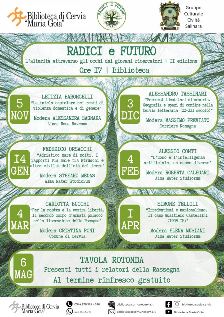 Comunicato stampa: Rassegna Radici e Futuro. Mercoledì 5 Novembre ore 17.00 in biblioteca su “La tutela cautelare nei reati di violenza domestica e di genere”.