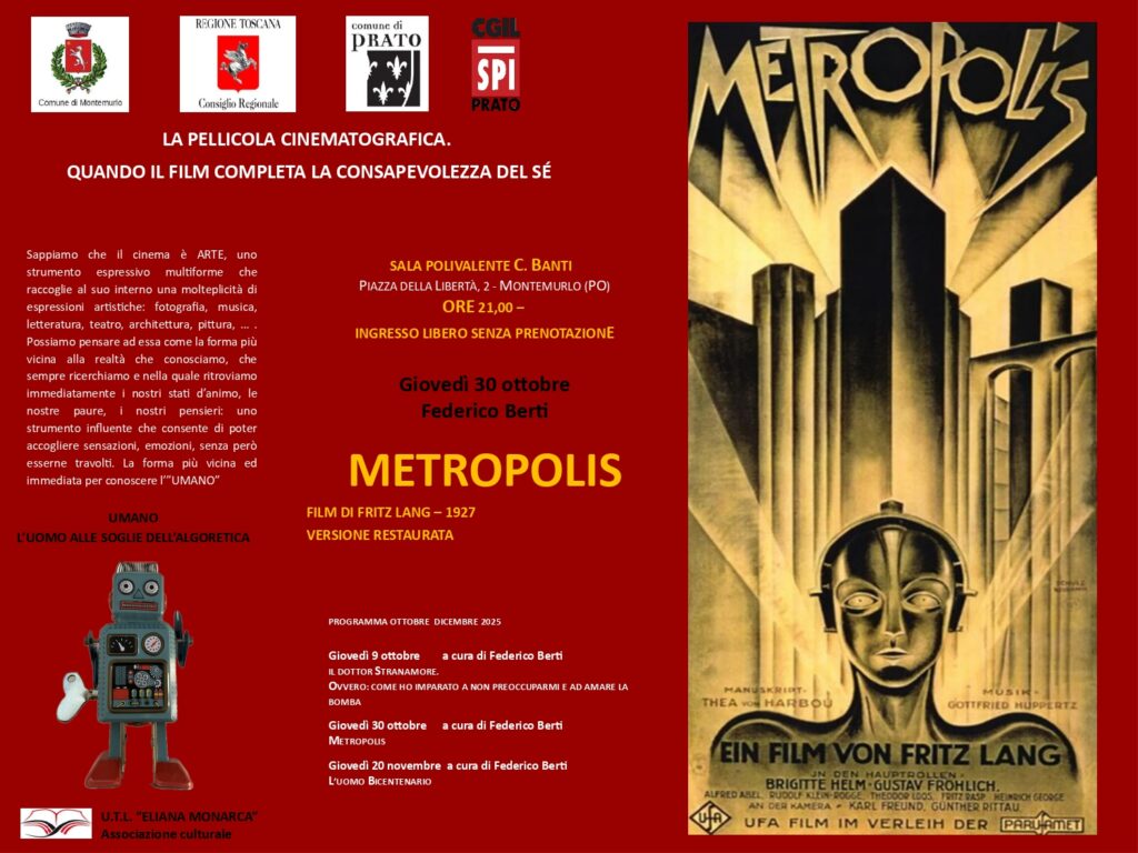 Metropolis, a Montemurlo la rassegna “Umano, l’uomo alle soglie dell’algoretica”