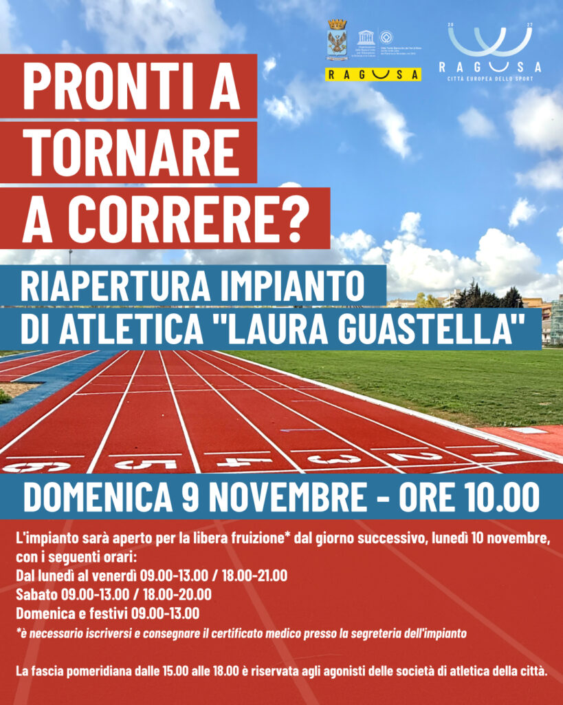 Cs. n.509 Domenica riapre ufficialmente l’impianto di atletica Laura Guastella di Petrulli, ristrutturato e omologabile per competizioni ufficiali + foto e locandina