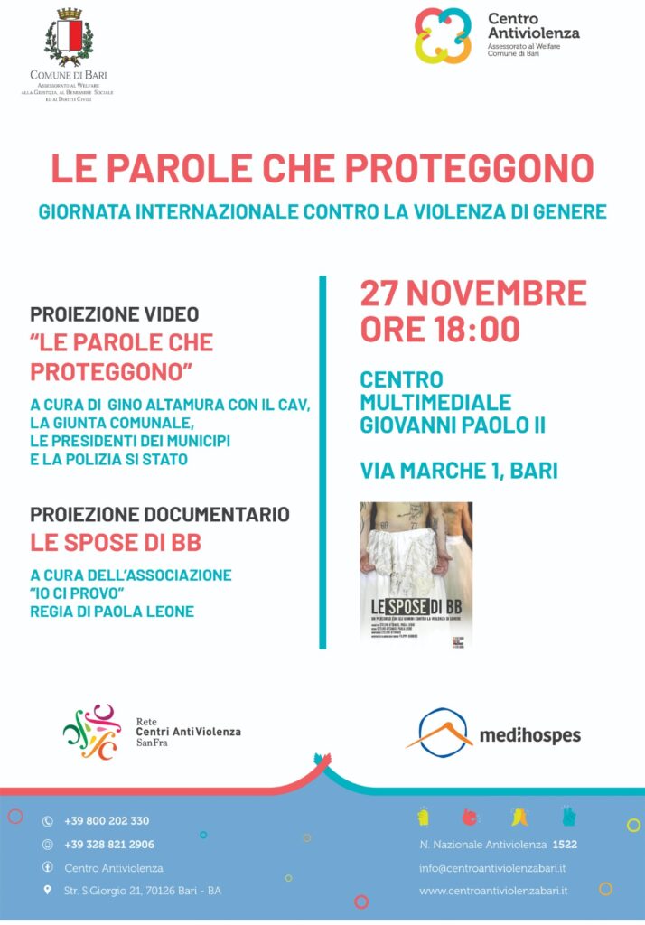 IL COMUNE COMUNICA – Giornata internazionale contro la violenza sulle donne: le iniziative promosse dall’amministrazione comunale per domani e fino a 28 novembre