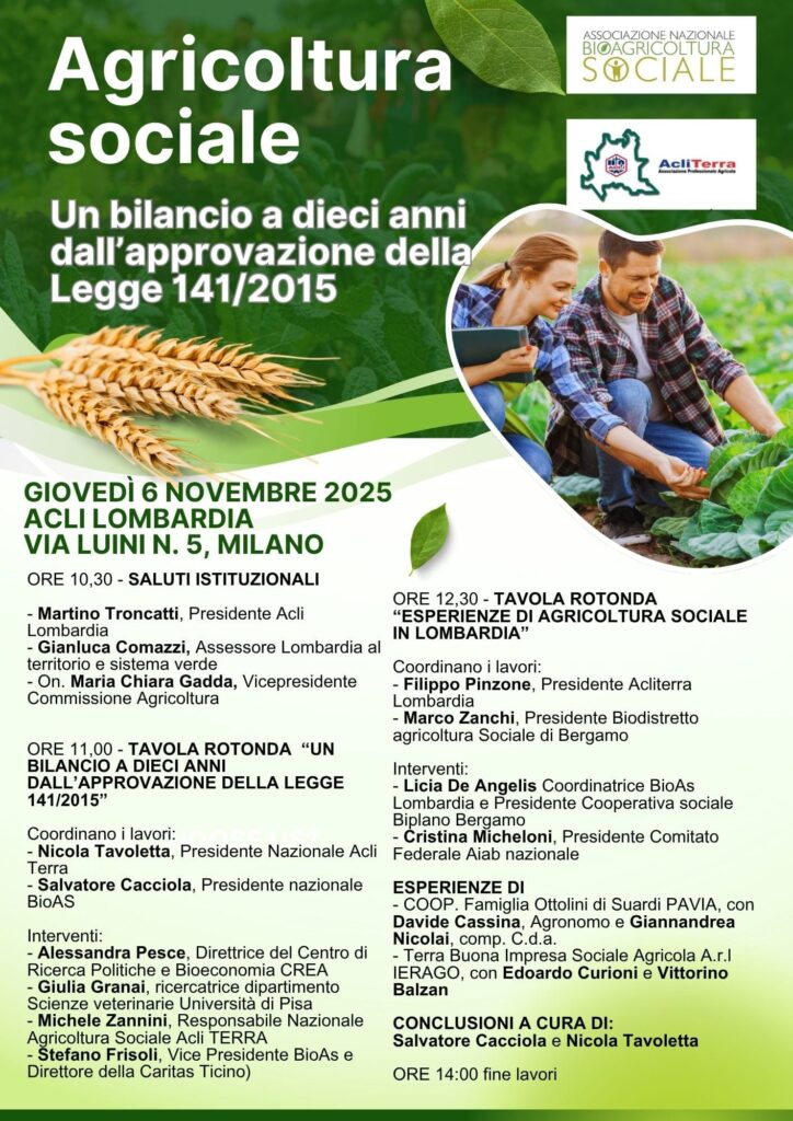 COMUNICATO STAMPA – In Lombardia Acli Terra organizza un evento sull’Agricoltura Sociale