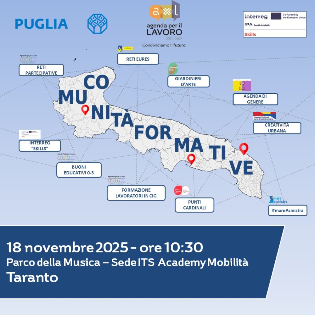 Agenzia regionale 1288.25 Ultima tappa di “Comunità Formative” il 18 novembre a Taranto