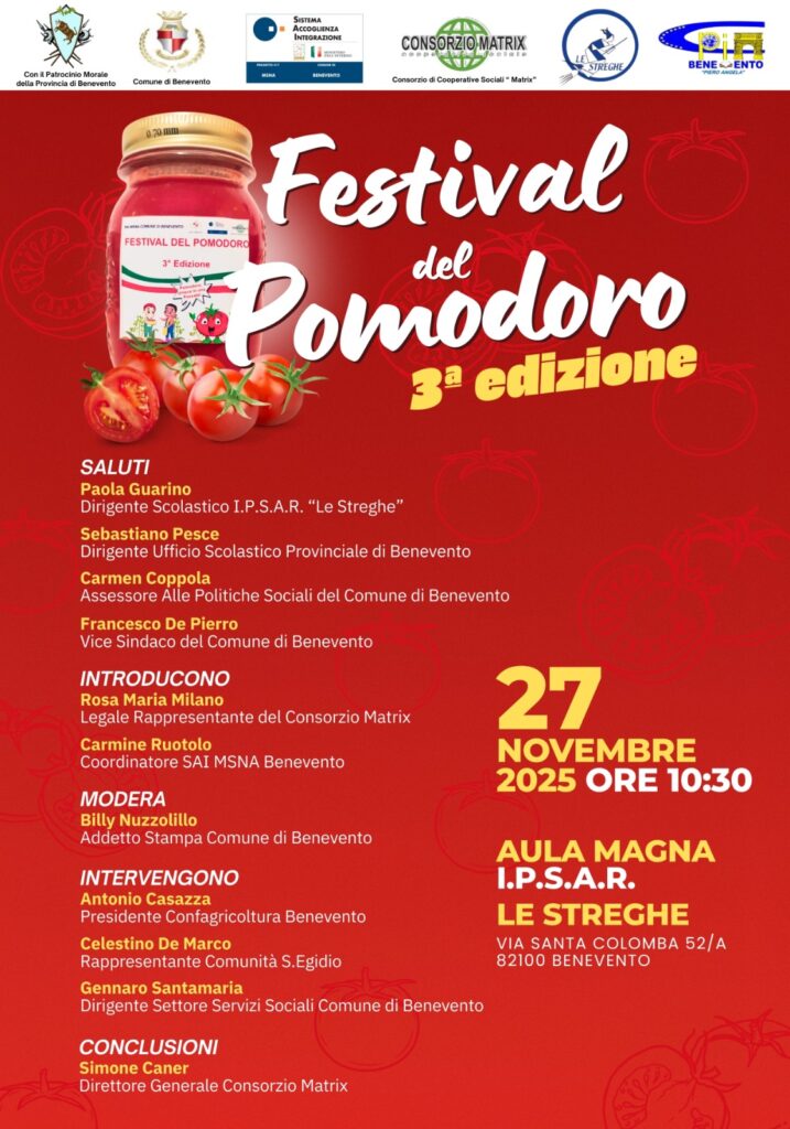 Il 27 novembre si terrà la terza edizione del Festival del Pomodoro