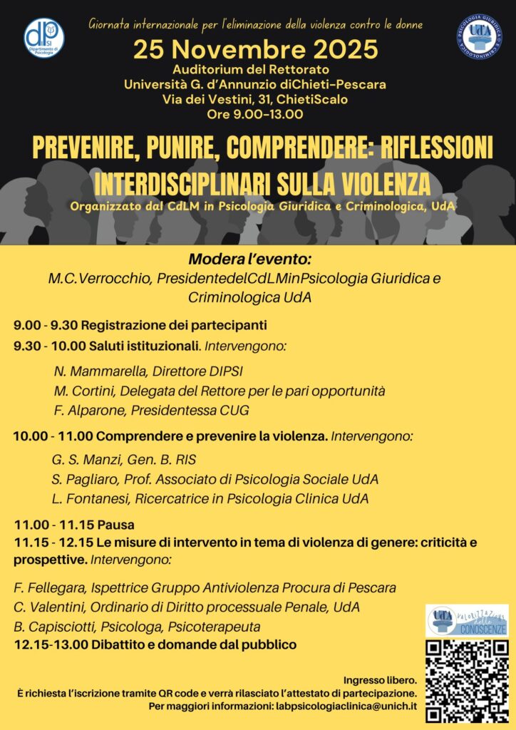 Comunicatoi stampa – Seminario di studi sul tema Prevenire, Punire, Comprendere…Chieti, 25 novembre 2025 – ore 9,00