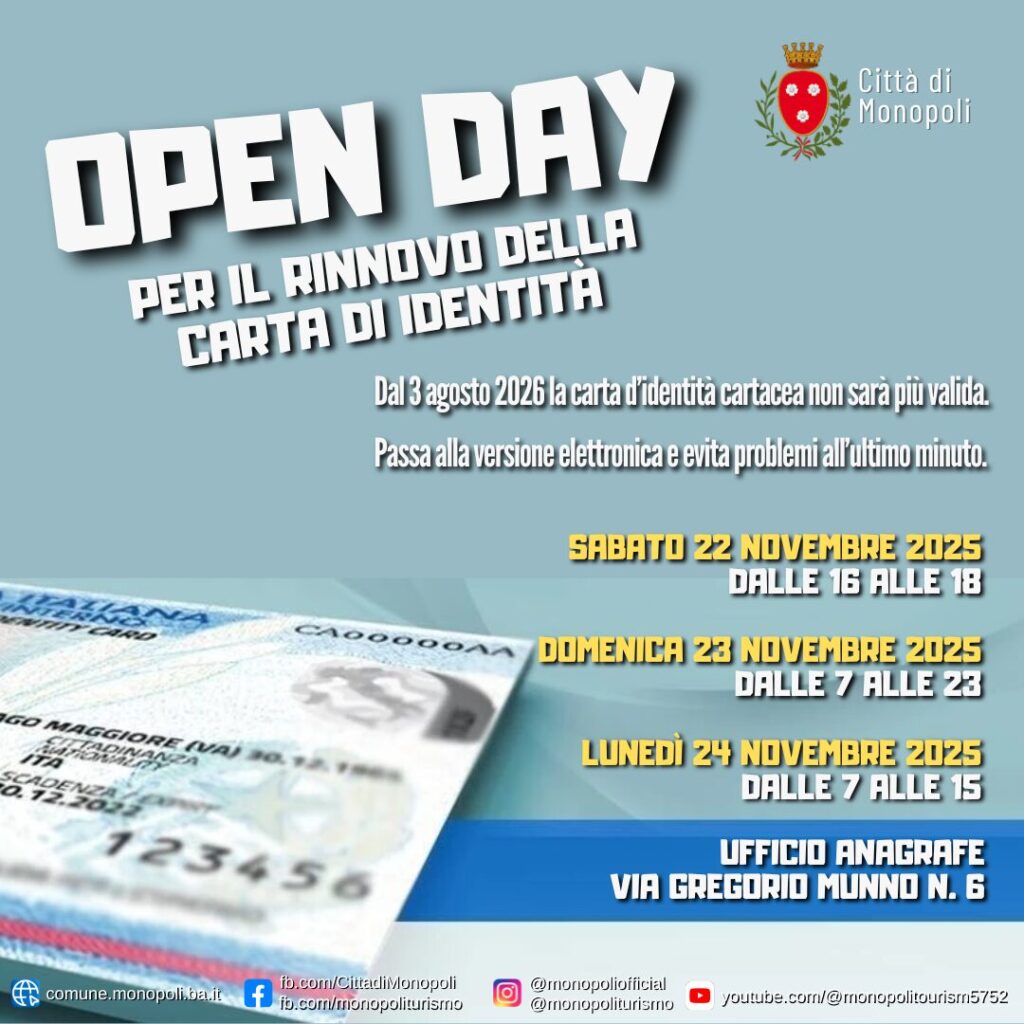 Open day per richiedere la Carta d’identità elettronica