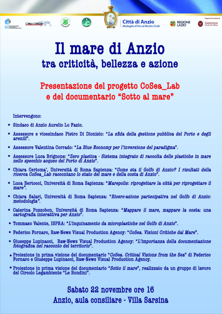 Il mare di Anzio tra criticità, bellezza e azione. Presentazione del progetto CO>SEA_Lab e del documentario “Sotto al mare”