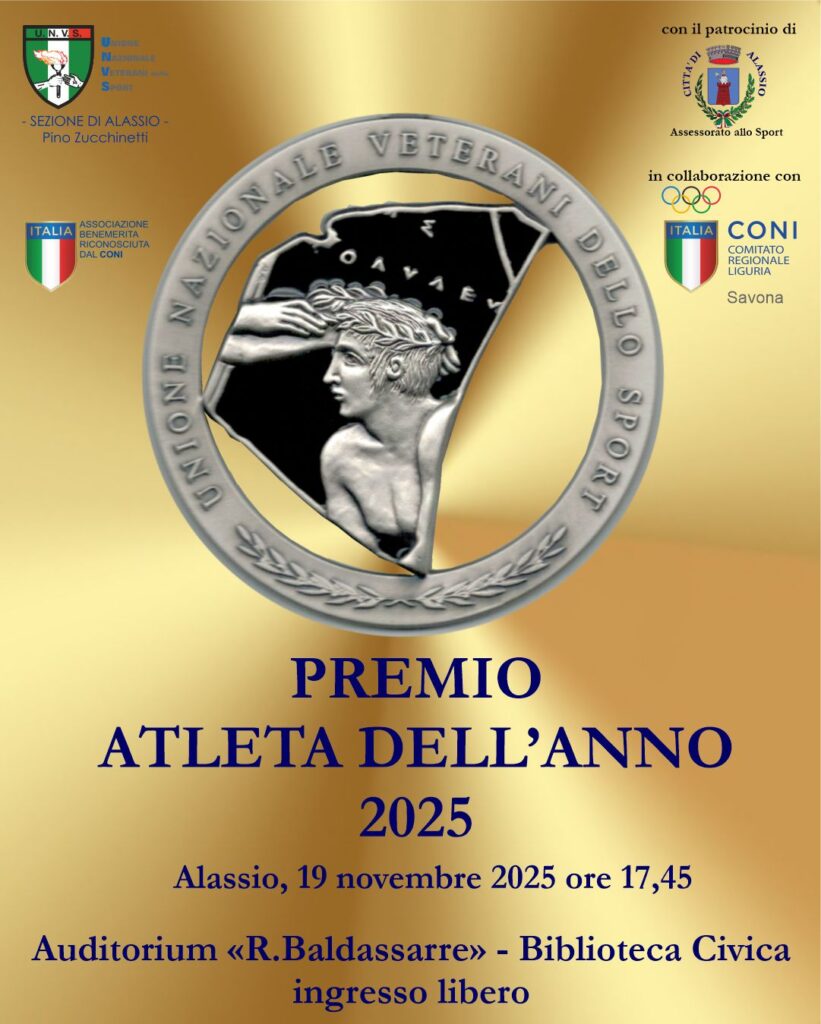 CS – UNVS Alassio: il 19 novembre la cerimonia “Atleta dell’Anno” alla Biblioteca Civica